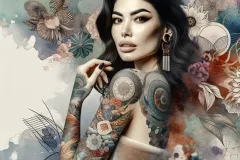 DALL·E-2024-03-16-20.57.42-A-captivating-and-artistic-representation-of-modern-tattoo-trends-influencing-the-art-world-featuring-a-very-attractive-woman.-This-woman-embodying-